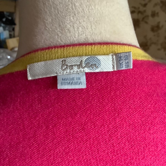 Boden Washable Cashmere Crop Cardigan 3/4 Sleeves Hot Pink Us Size 10, UK 14 - Picture 5 of 6